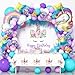 SNLN Unicorn Birthday Decorations Party Supplies for Girls Purple Unicorn Balloon Arch with Backdrop Tablecloth Rainbow Star Foil Balloons Princess Girls Unicorns Party Decorations Supplie - Image 2