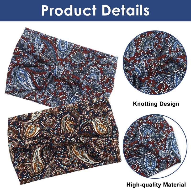 M'AYCREATE MAYCREATE® 2Pcs Fashion Sport Headbands for Women Moisture-wicking Headbands Stretchy Pre-tie Running Hairbands Quick Drying Boho Stylish Sport Head Bands for Yoga, Jogging - Image 3