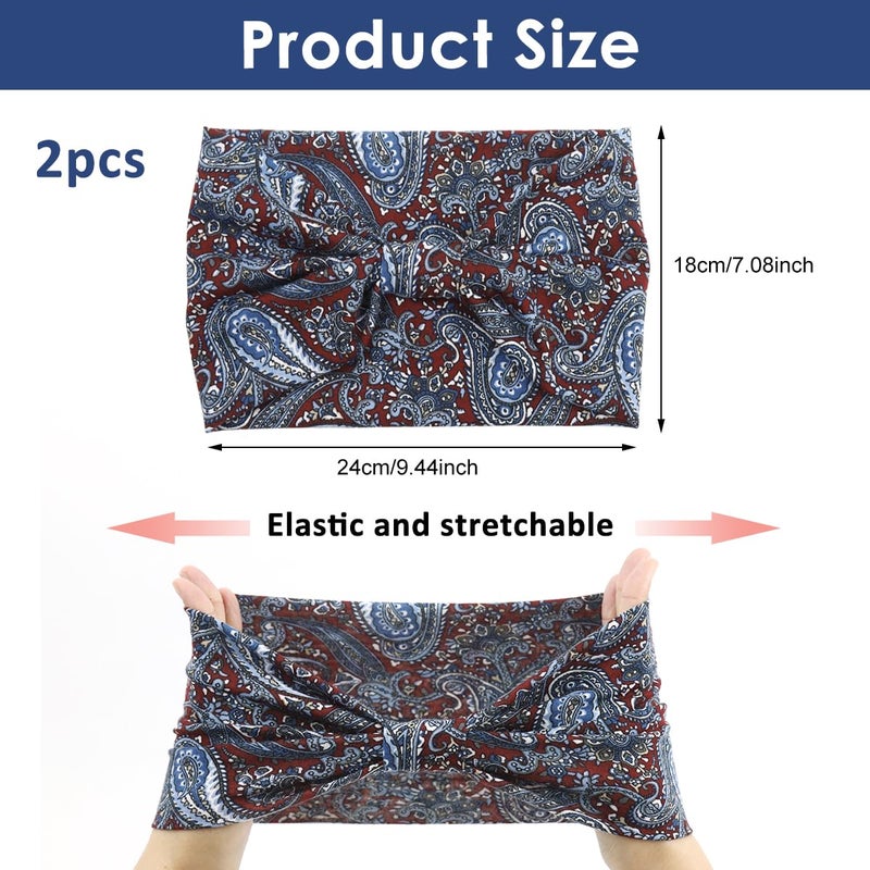 M'AYCREATE MAYCREATE® 2Pcs Fashion Sport Headbands for Women Moisture-wicking Headbands Stretchy Pre-tie Running Hairbands Quick Drying Boho Stylish Sport Head Bands for Yoga, Jogging - Image 2