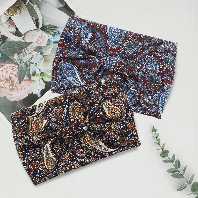 M'AYCREATE MAYCREATE® 2Pcs Fashion Sport Headbands for Women Moisture-wicking Headbands Stretchy Pre-tie Running Hairbands Quick Drying Boho Stylish Sport Head Bands for Yoga, Jogging - Image 4