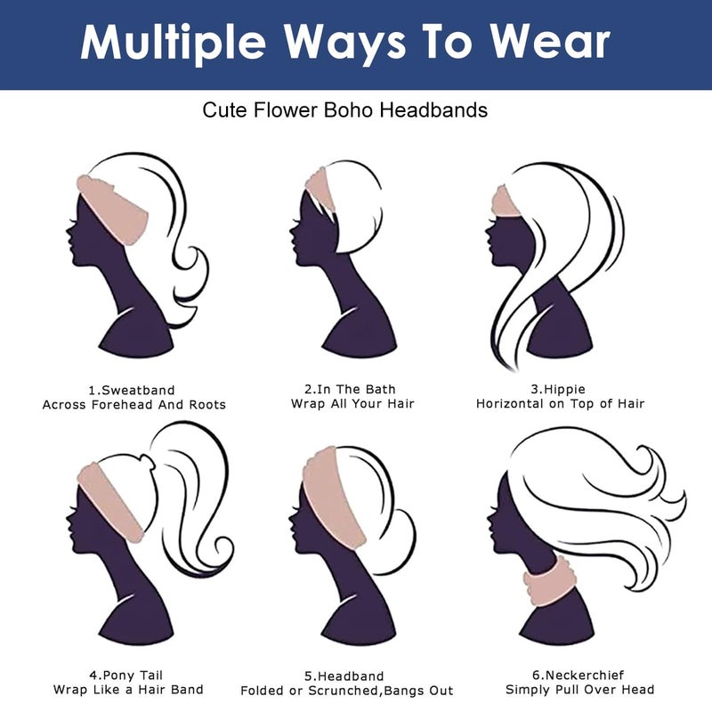 M'AYCREATE MAYCREATE® 2Pcs Fashion Sport Headbands for Women Moisture-wicking Headbands Stretchy Pre-tie Running Hairbands Quick Drying Boho Stylish Sport Head Bands for Yoga, Jogging - Image 5