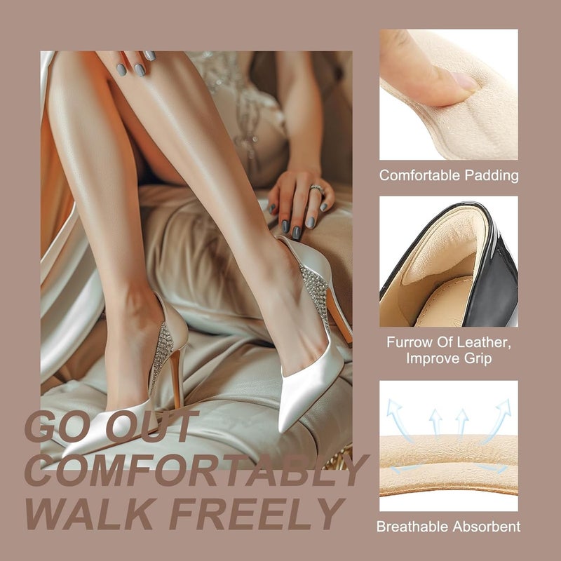 Self-Adhesive Heel Grips & Protectors - Non-Slip Cushion Inserts (8pcs, Beige) - Image 2