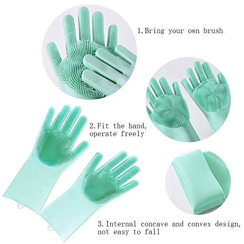 TETRIX Silicone Scrubbing Gloves Scrub Cleaning Gloves with Scrubber for Dishwashing and Pet Grooming Latex Multi Color 1 Pair - Image 2