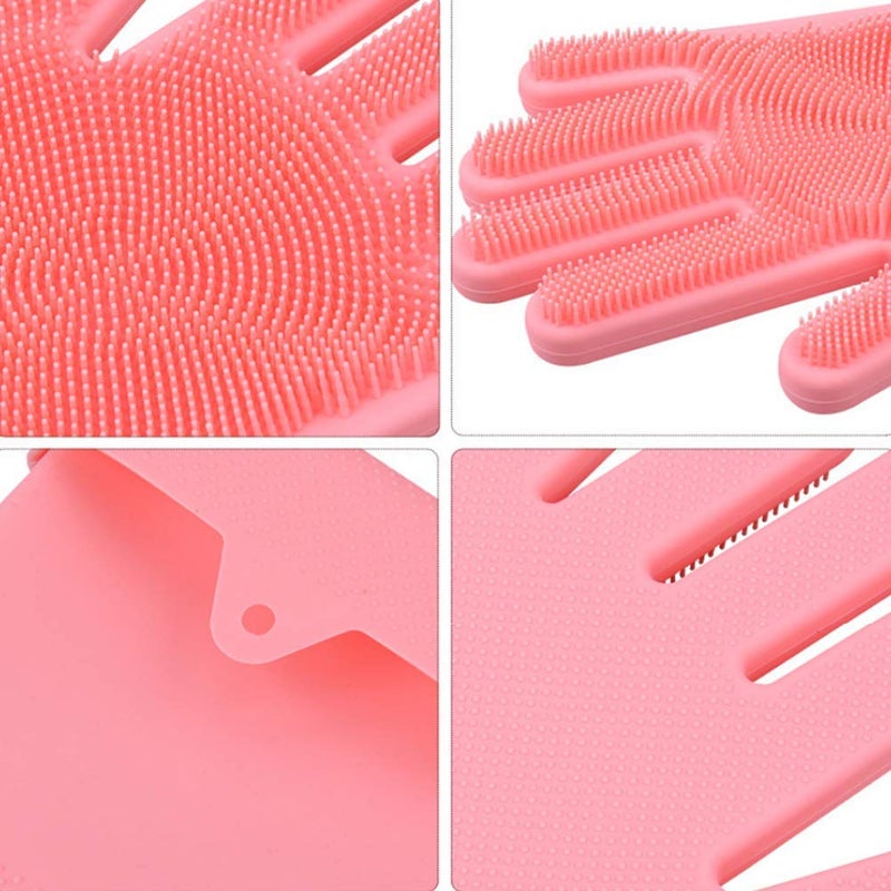 TETRIX Silicone Scrubbing Gloves Scrub Cleaning Gloves with Scrubber for Dishwashing and Pet Grooming Latex Multi Color 1 Pair - Image 5