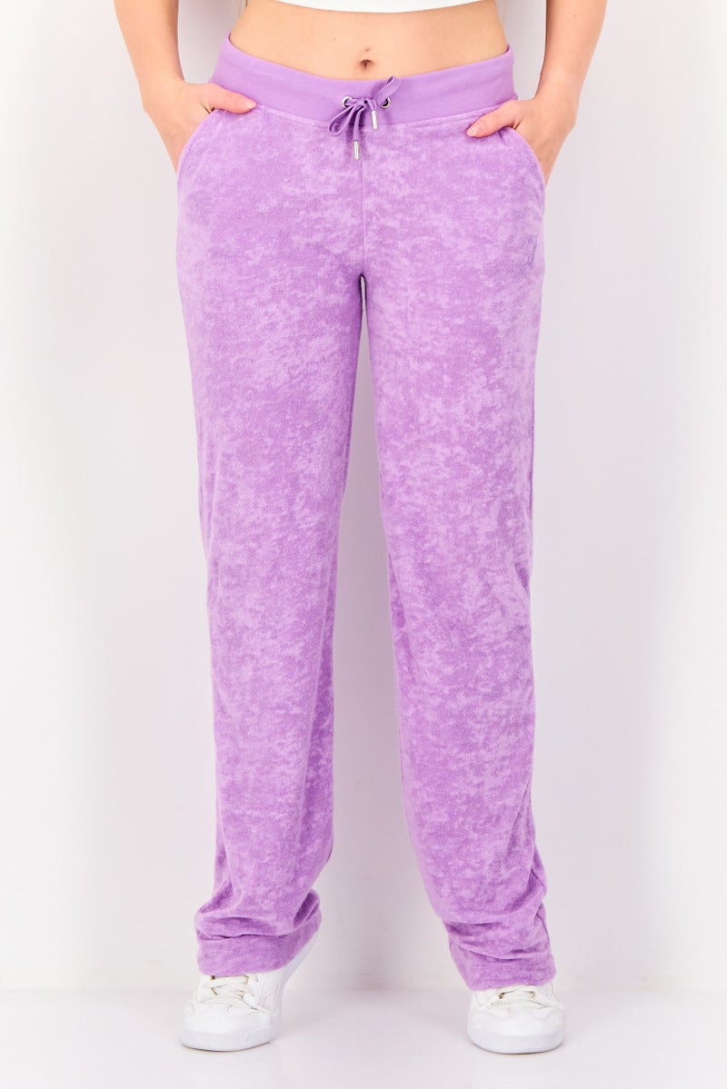 Juicy Couture Women Regular Fit Textured Sweatpants, Purple - Image 1