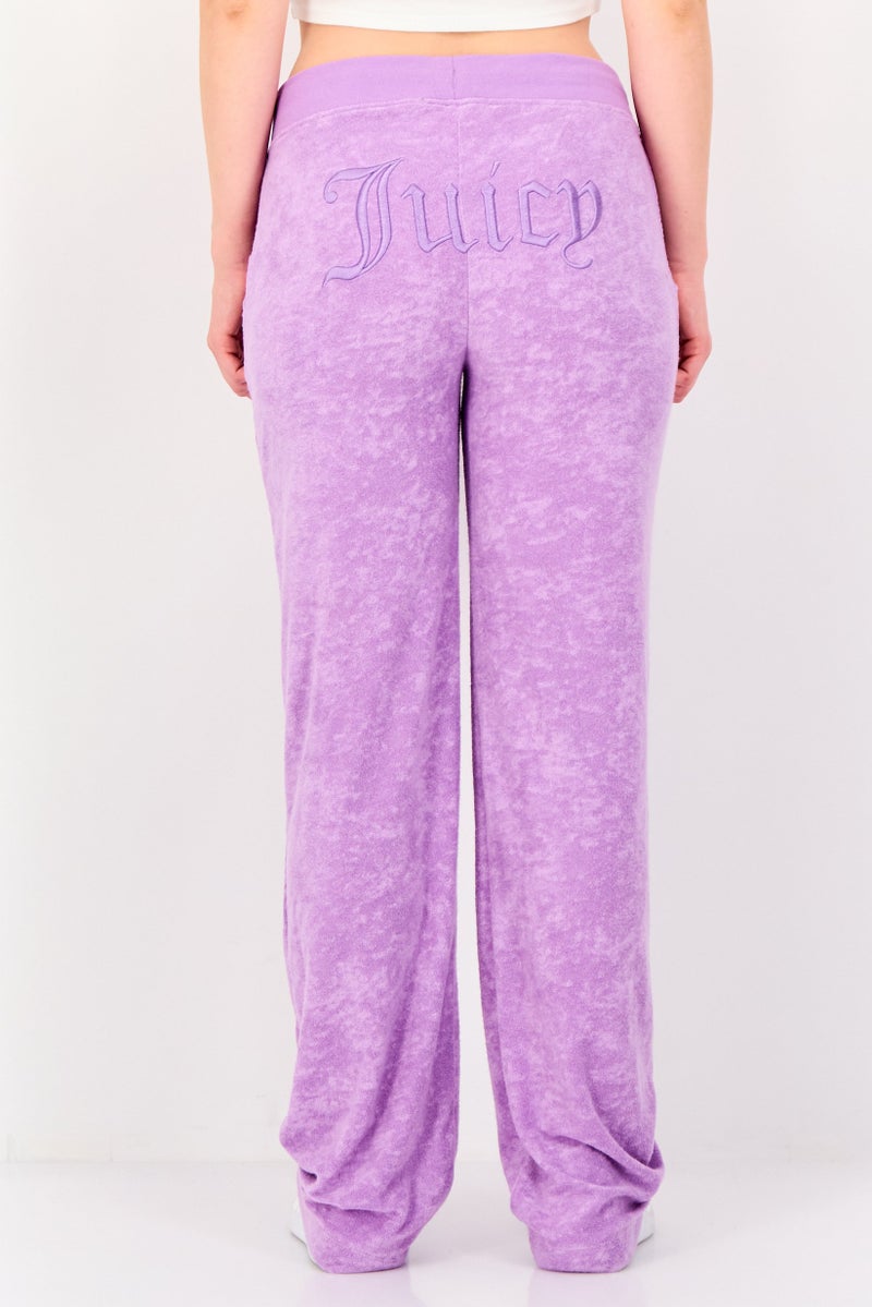 Juicy Couture Women Regular Fit Textured Sweatpants, Purple - Image 3