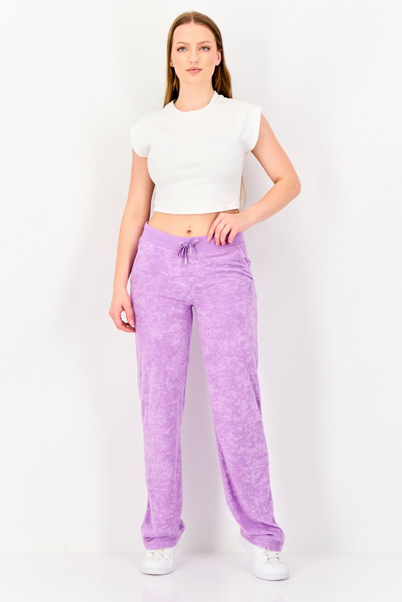 Juicy Couture Women Regular Fit Textured Sweatpants, Purple - Image 4