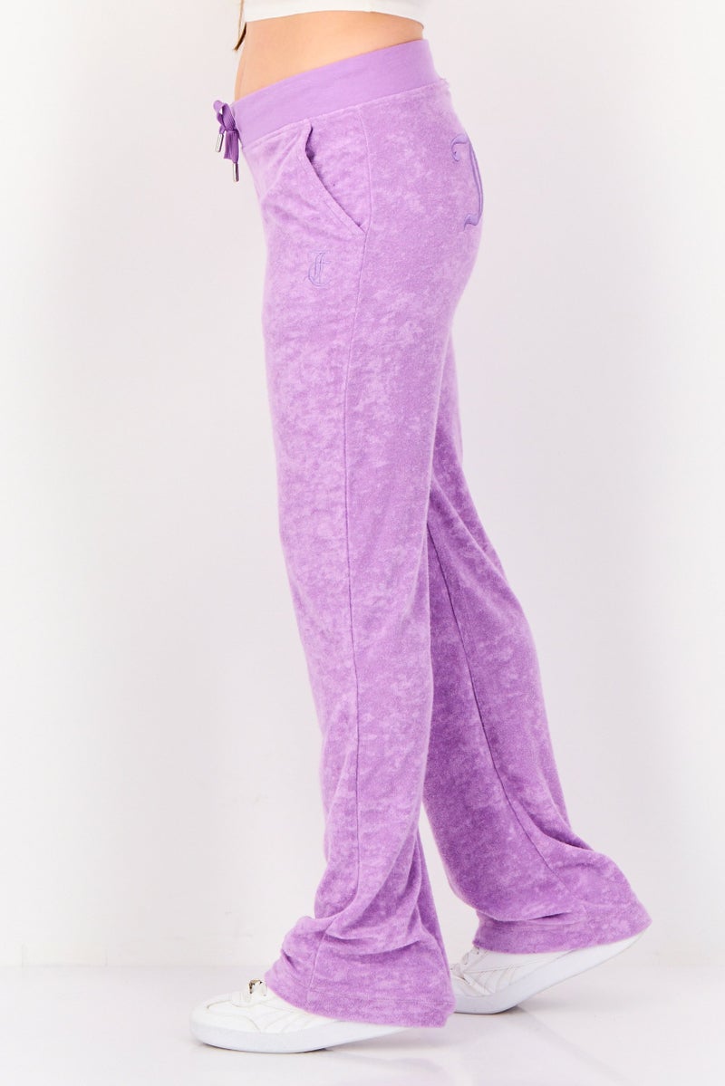 Juicy Couture Women Regular Fit Textured Sweatpants, Purple - Image 2
