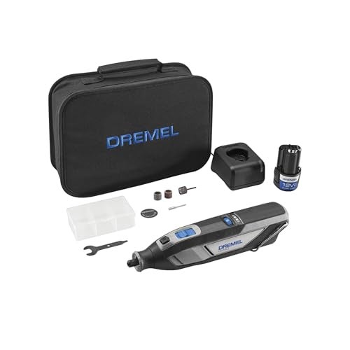 DREMEL أداة دريمل 8240-5 اللاسلكية 12 فولت مع سرعة متغيرة ومقبض مريح - تشمل حزمة بطارية 2AH، شاحن، 5 ملحقات، مفتاح، وحقيبة حمل أدوات من القماش - Image 1