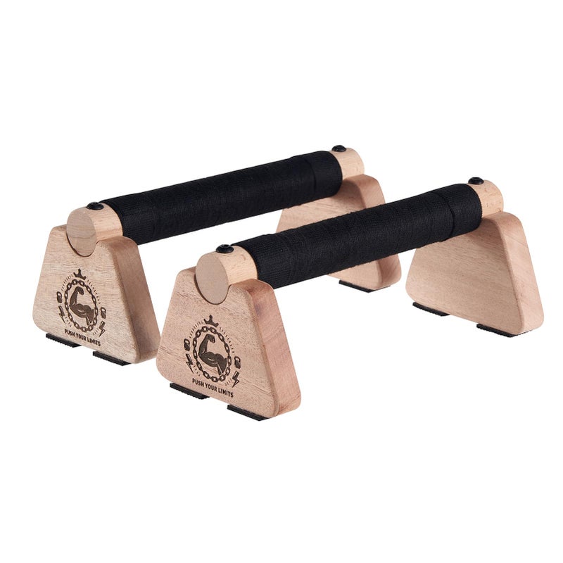 SANOSY Push Up Stand 2 PCS Wood Parallettes Bars 9 Wooden Calisthenics Equipment Handstand Blocks and Pushup Handles for Handle Stands Grip Strength Training Planks Calisthenics - Image 2
