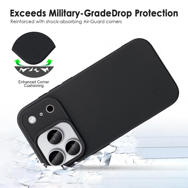 TENOC Phone Case Compatible with iPhone 17 Pro, Black Case Anti-Fingerprint Protective Bumper Matte Cover for 6.3 Inch - Image 5