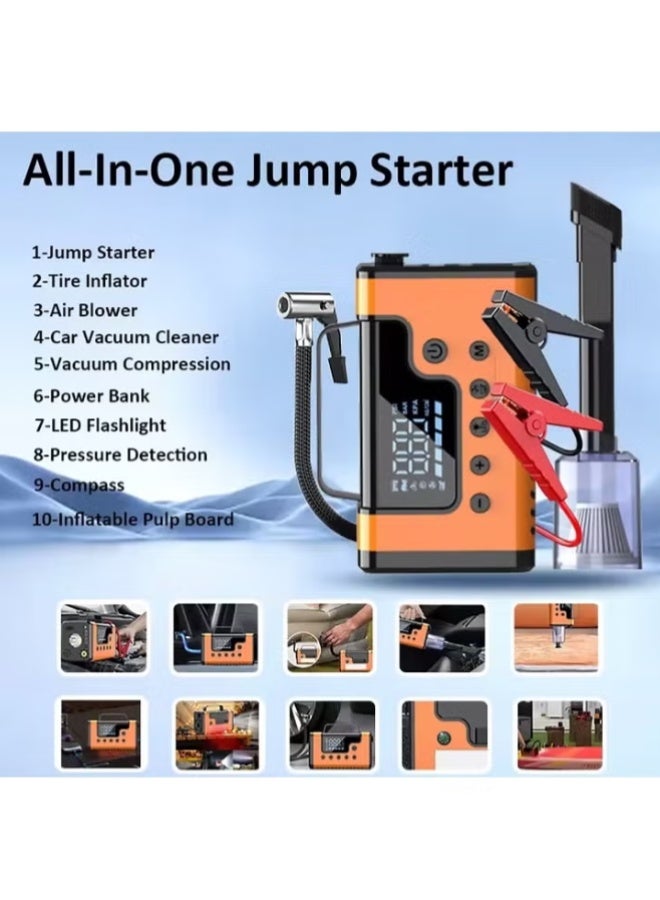 BlueFire Portable car jump starter 3000A with Air Compressor & Power Bank  – Heavy Duty Battery Booster for Car, SUV & Truck | 150 PSI Air Pump, LED SOS Light, Built-in Vacuum | Multifunction Emergency Jump Starter Kit 12V Lithium | USB/Type-C Fast Charging | Multifunction Jump Starter - Image 2