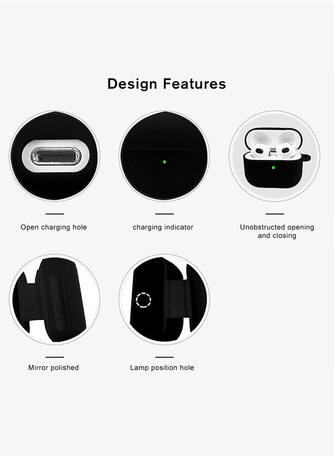 CATANES - Shockproof Case For Airpod Pro Silicone Protective Case Shockproof Case Ultra Slim Cover with Keychain Carabiner Black - Image 1