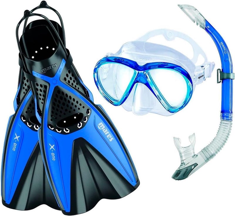 Mares Adult X-One Marea Snorkeling Gear Set, Wide Vision Mask w/Soft Silicone Face Piece, Ergonomic Snorkel, Lightweight Open Heel Swimming Fins, 410794 - Image 2