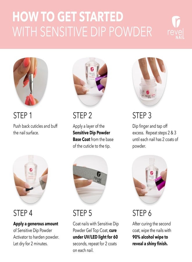 Revel Nail Sensitive Dip Powder Liquid Set - Base Coat, Activator, Gel Top Coat, Hema Free, Suitable for Sensitive Nails - Image 3