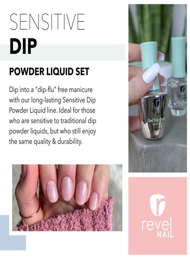 Revel Nail Sensitive Dip Powder Liquid Set - Base Coat, Activator, Gel Top Coat, Hema Free, Suitable for Sensitive Nails - Image 2