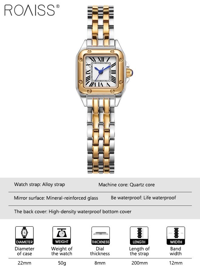 roaiss Women's Alloy Strap Quartz Watch Analog Display Small Square Roman Numerals Dial Waterproof Fashion Wristwatch as Gift for Ladies - Image 4