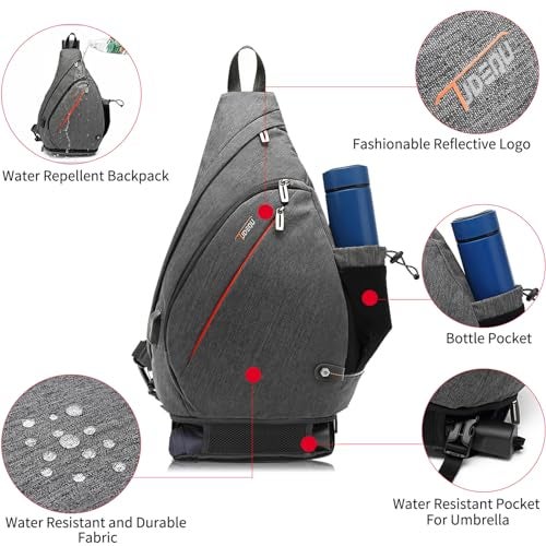 TUDEQU Sling Bag for Men Crossbody Backpack,8 Pockets Sling Backpack Mens Sling Bag,19L Sling Pack,One Strap Backpack for Men - Image 3