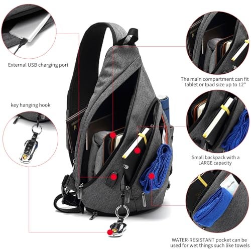 TUDEQU Sling Bag for Men Crossbody Backpack,8 Pockets Sling Backpack Mens Sling Bag,19L Sling Pack,One Strap Backpack for Men - Image 2