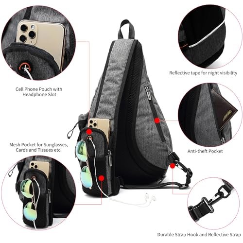 TUDEQU Sling Bag for Men Crossbody Backpack,8 Pockets Sling Backpack Mens Sling Bag,19L Sling Pack,One Strap Backpack for Men - Image 4