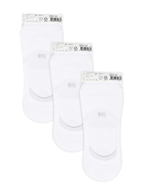 MEN'S NO SHOW INVISIBLE SOCKS - WHITE (PACK OF 3)