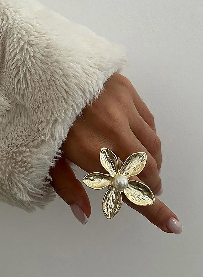 تايك تو خاتم زهرة بتفاصيل لؤلؤ صناعي - Image 2