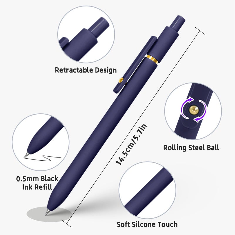 UIXJODO 6 Pcs Gel Pens 0.5mm Quick Dry Black Ink Pens Fine Point Smooth Writing Pens, Cute Office and School Supplies Gifts for Women Teacher Students (6 Pcs Vintage Gold) - Image 5