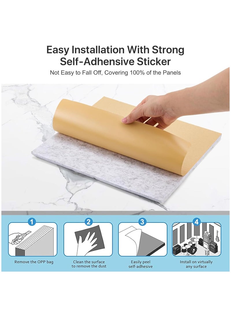 Generic 12 Pack Acoustic Wall Panels with Self-Adhesive 30X30X1CM Sound Proof Foam Panels High Density Sound Absorbing Panels Decorative Soundproof Wall Panels Felt board Decorative Notice Board Sound Proof  - Image 4