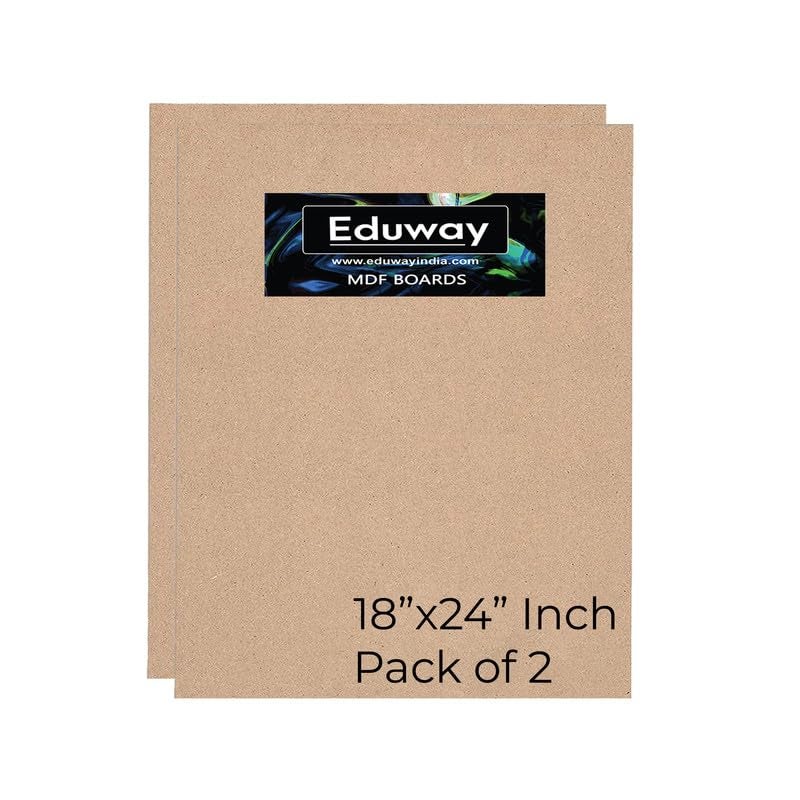 Eduway Eduway A2 18x24 Inch MDF Board Wood Sheet for Mandala Lippan Resin Art Craft 4mm Thick Pack of 2 Premium Cardboard Material for Artists Art and Craft Students Hard Cutout in Small and Large Sizes 45x60 cms - Image 1