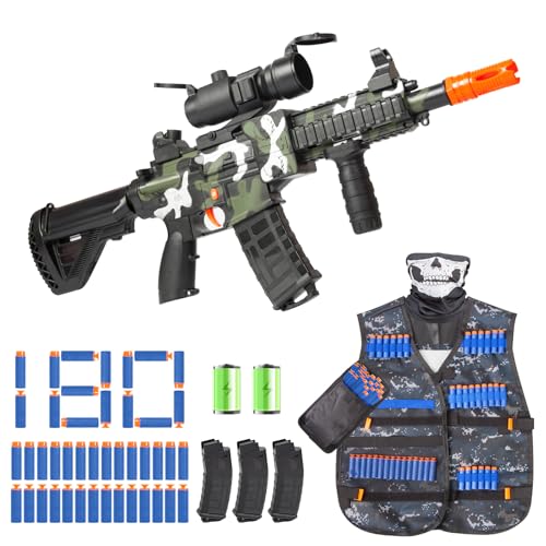 ALLROAD Realistic Toy Gun for Nerf Guns Darts Electric Sniper Rifle with Tactical Vest Kit Automatic Foam Blaster with 180 Soft Bullets 3 Magazine for Boy Ages 612 Years Old Kid Adult Indoor Outdoor Game - Image 1