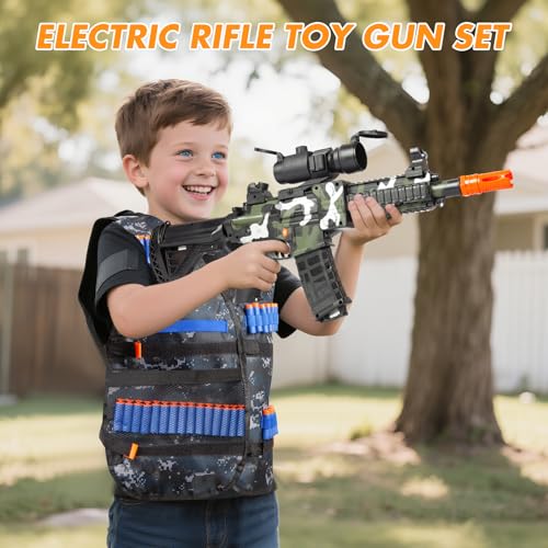 ALLROAD Realistic Toy Gun for Nerf Guns Darts Electric Sniper Rifle with Tactical Vest Kit Automatic Foam Blaster with 180 Soft Bullets 3 Magazine for Boy Ages 612 Years Old Kid Adult Indoor Outdoor Game - Image 5