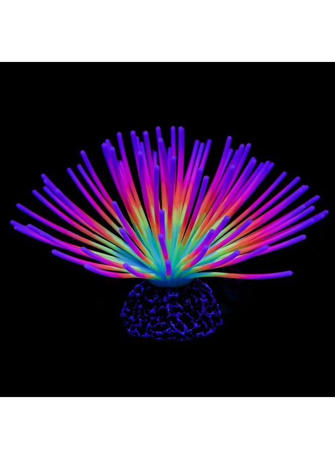 Uniclife Uniclife Aquarium Imitative Rainbow Sea Urchin Ball Artificial Silicone Ornament with Glowing Effect for Fish Tank Landscape Decoration  - Image 1