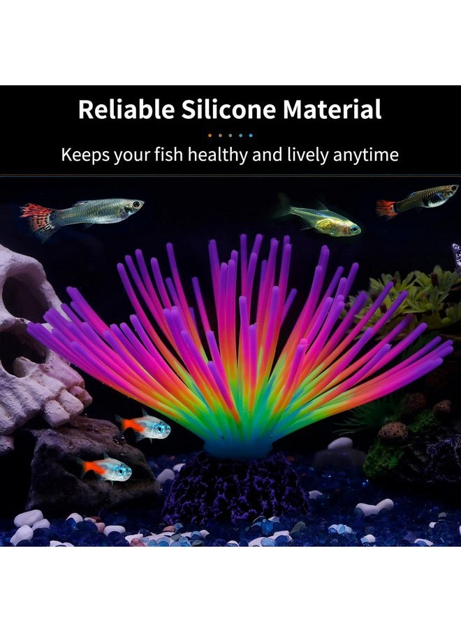 Uniclife Uniclife Aquarium Imitative Rainbow Sea Urchin Ball Artificial Silicone Ornament with Glowing Effect for Fish Tank Landscape Decoration  - Image 5