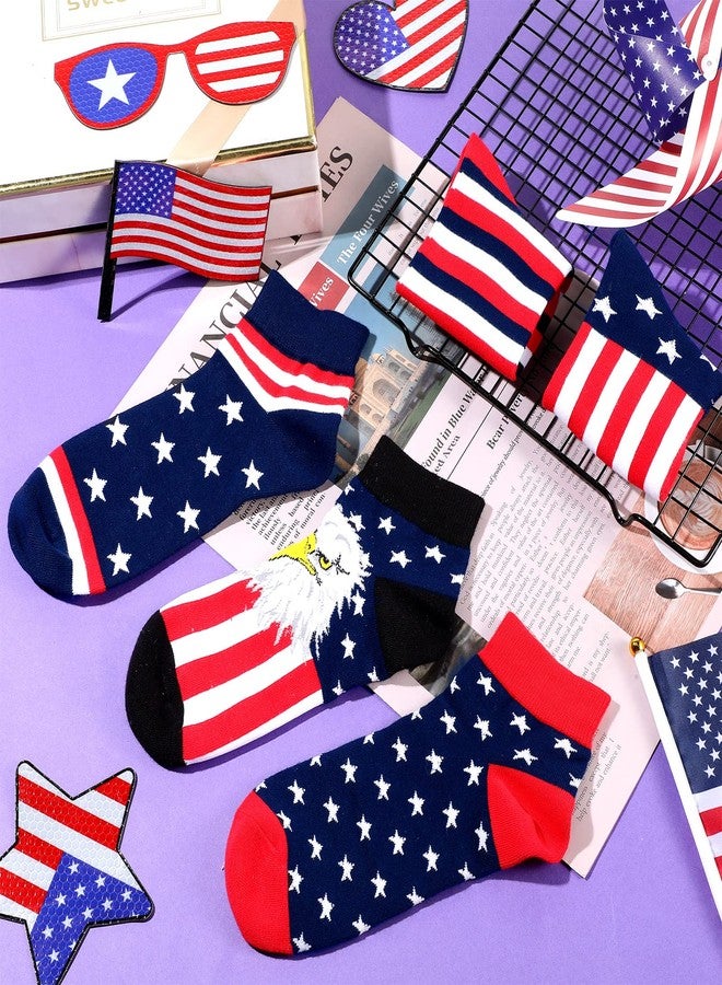 Vicenpal 5 Pairs Unisex American Flag Socks USA Stars Striped Patriotic Low Lightweight Cotton Novelty Low Cut Ankle Dress Socks Gifts for Christmas Teen Girl Men Women - Image 4