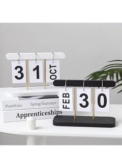 Generic 1 Piece Wood Ornaments Calendar,Wooden Flip Calendar Turn Page Month Date Display for Desk Office Home (Black)  - Image 5