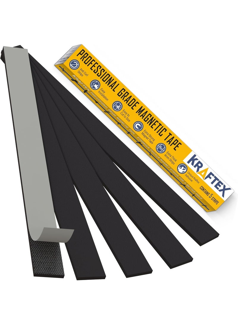 Magnetic Tape Magnet Strips, New Adhesive Backing for Walls, Boards, Crafts, Storage, DIY, Home, Garage and Displays 32mm Wide 5 Pack - Image 1