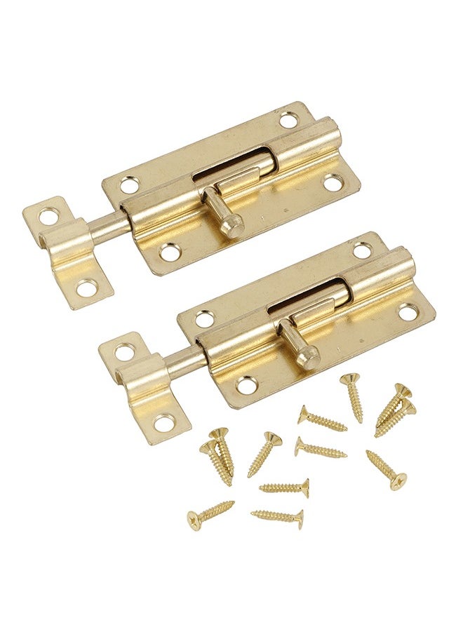 LAWAZIM Sliding Latch Lock - 2 Piece, Copper Plated - Barrel Bolt Latch with Screws, Pre-Drilled Holes, Smooth Sliding Mechanism - Ideal for Securing Doors, Gates, Cabinets, Sheds Storage Areas  - Image 1