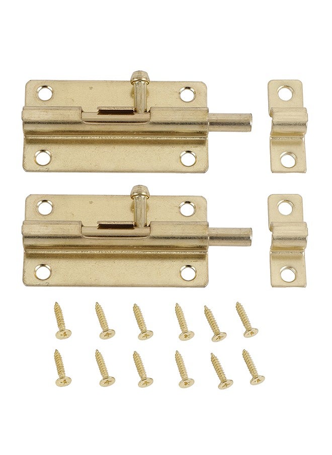 LAWAZIM Sliding Latch Lock - 2 Piece, Copper Plated - Barrel Bolt Latch with Screws, Pre-Drilled Holes, Smooth Sliding Mechanism - Ideal for Securing Doors, Gates, Cabinets, Sheds Storage Areas  - Image 2