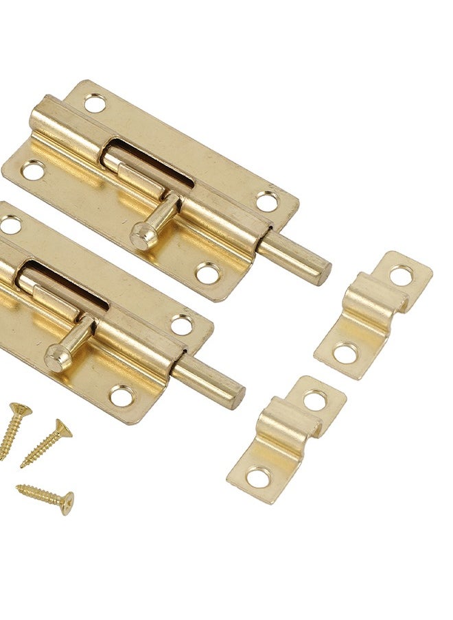 LAWAZIM Sliding Latch Lock - 2 Piece, Copper Plated - Barrel Bolt Latch with Screws, Pre-Drilled Holes, Smooth Sliding Mechanism - Ideal for Securing Doors, Gates, Cabinets, Sheds Storage Areas  - Image 5