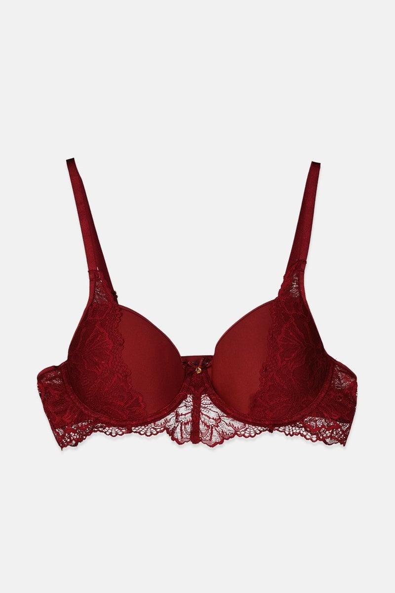 Tchibo Women Lightly Padded Wired Bra, Maroon  - Image 1