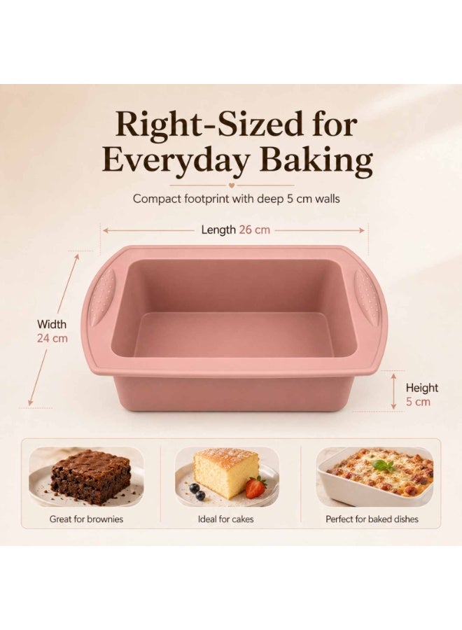 BLACKSTONE Nonstick Silicone Bake Pan, 26 x 24 x 5 cm, Cake Mold for Cakes and Brownies, Oven Safe Bakeware, Pink, BSSP02 - Image 3