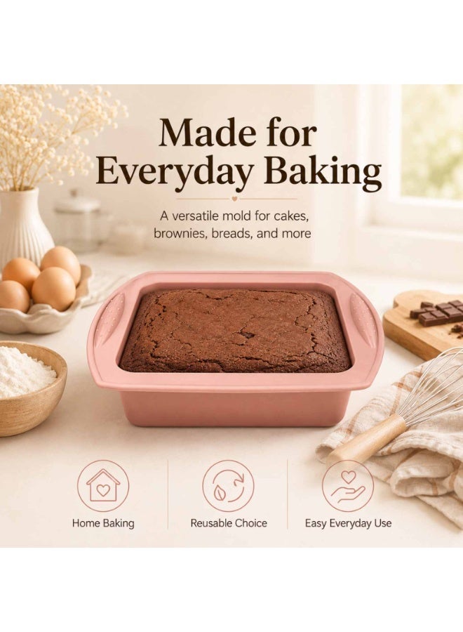 BLACKSTONE Nonstick Silicone Bake Pan, 26 x 24 x 5 cm, Cake Mold for Cakes and Brownies, Oven Safe Bakeware, Pink, BSSP02 - Image 2