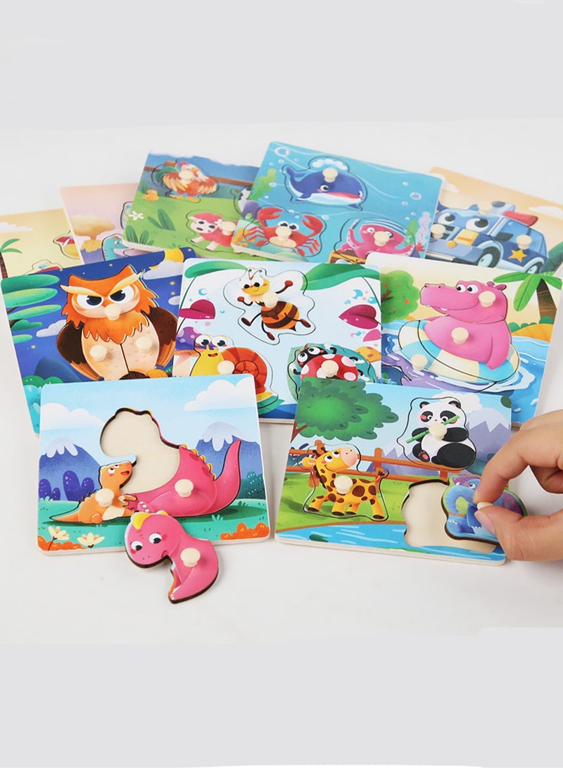 Children's Educational Wooden Cartoon Ocean Series Jigsaw Puzzles Suitable Gift Bag Pack - Image 2