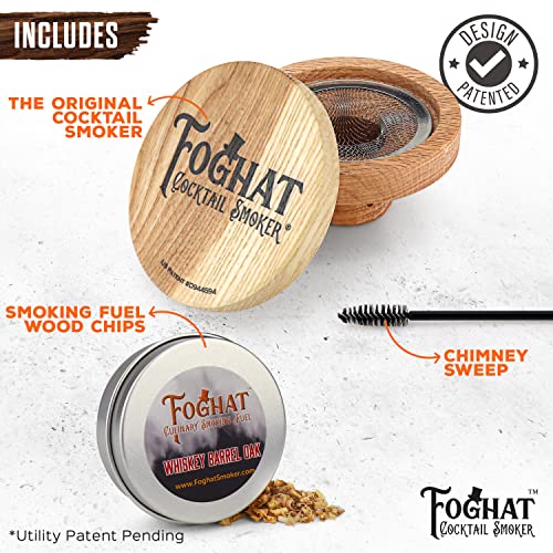 THOUSAND OAKS BARREL Foghat Cocktail Smoker W/ Bourbon Barrel Wood Shavings-Infuse Cocktails, Wine, Whiskey, Cheese, Meats, Dried Fruits, Salt and More!-Smoking Glass Cloche Accessories - Image 3