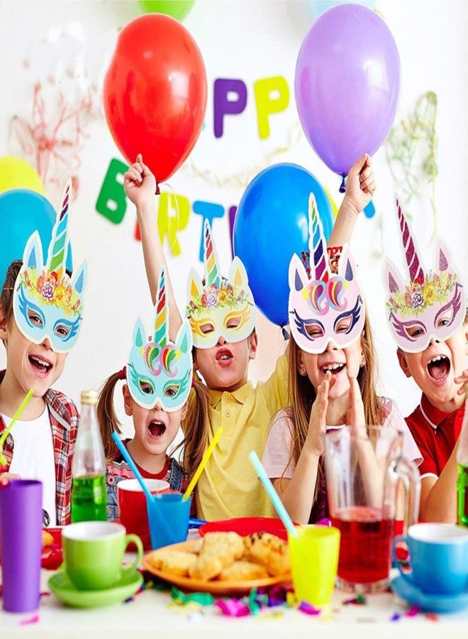 Festiko® 24Pcs Unicorn Birthday Party Favors, Unicorn Masks for Girls, Kids Goodie Bag Stuffers, Unicorn Paper Masks, Unicorn Theme Party Decorations Favor Supplies, 6 Styles - Image 3