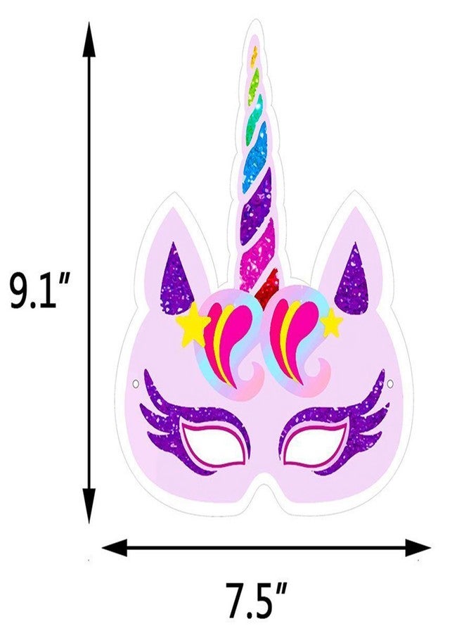 Festiko® 24Pcs Unicorn Birthday Party Favors, Unicorn Masks for Girls, Kids Goodie Bag Stuffers, Unicorn Paper Masks, Unicorn Theme Party Decorations Favor Supplies, 6 Styles - Image 2