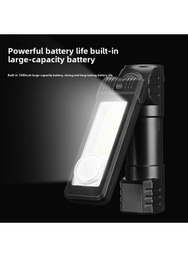 Loquat USB Multi-function COB Magnet Auto Repair Work Light LED Red Warning Light Strong Flashlight Maintenance Work Light-Color:Bl-5303-black - Image 2