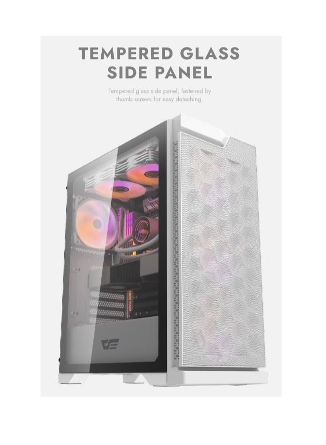 Darkflash DK361 ATX Mesh Type Gaming PC Case With Pre-Installed 4 ARGB Fans, USB 3.0, Tempered Glass Side Panel, Supports Up to 360mm Radiators - Computer Case - Image 3