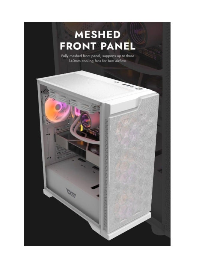 Darkflash DK361 ATX Mesh Type Gaming PC Case With Pre-Installed 4 ARGB Fans, USB 3.0, Tempered Glass Side Panel, Supports Up to 360mm Radiators - Computer Case - Image 2