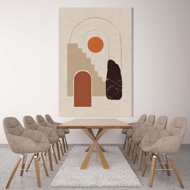 bpa Mid Century Abstract Geometric Bohemian Boho Nature Canvas, Canvas wall art painting, Beige, Canvas, 1 Piece, 50 x 70 cm By(®) - Image 1